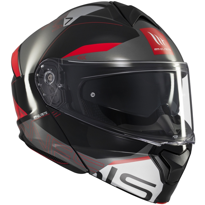 Casco moto apribile MT Genesis SV Atempo nero-grigio-rosso