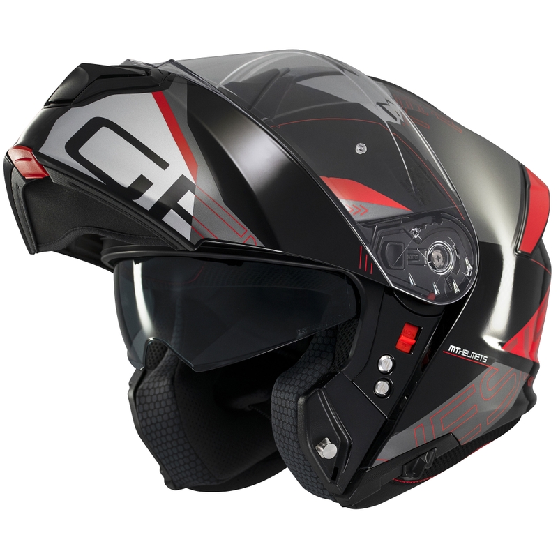 Casco moto apribile MT Genesis SV Atempo nero-grigio-rosso