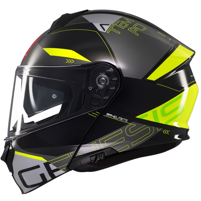 Casco moto apribile MT Genesis SV Atempo nero-grigio-giallo fluo