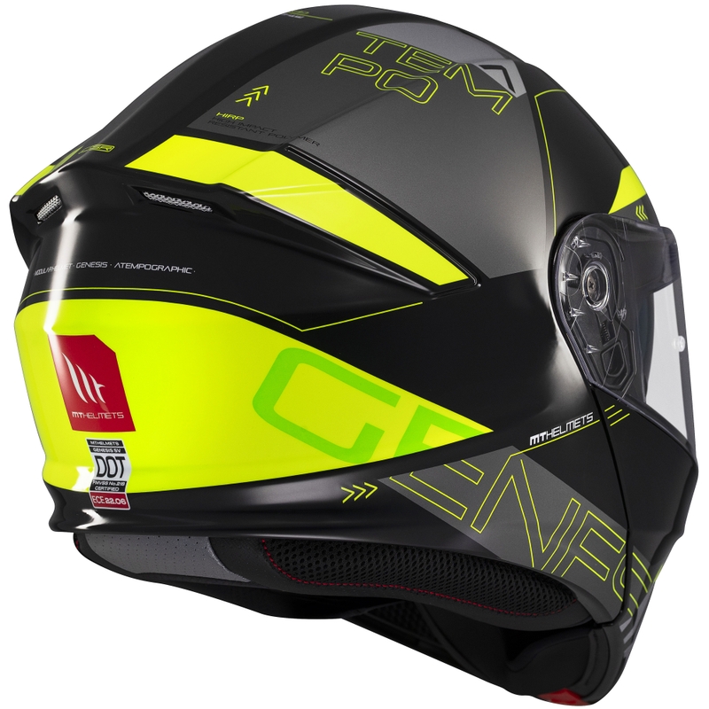 Casco moto apribile MT Genesis SV Atempo nero-grigio-giallo fluo