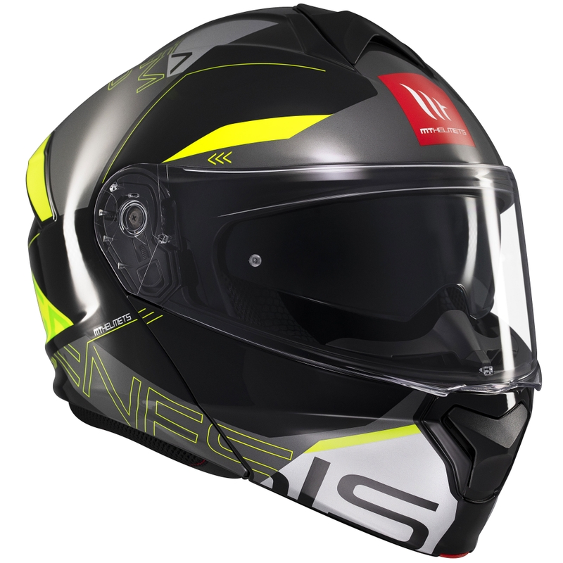 Casco moto apribile MT Genesis SV Atempo nero-grigio-giallo fluo