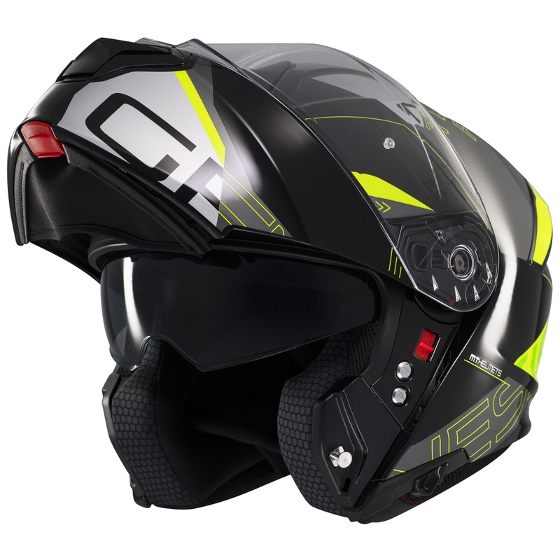 Casco moto apribile MT Genesis SV Atempo nero-grigio-giallo fluo