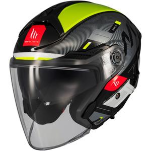 Casco moto aperto MT Cosmo SV Silence nero-giallo fluo