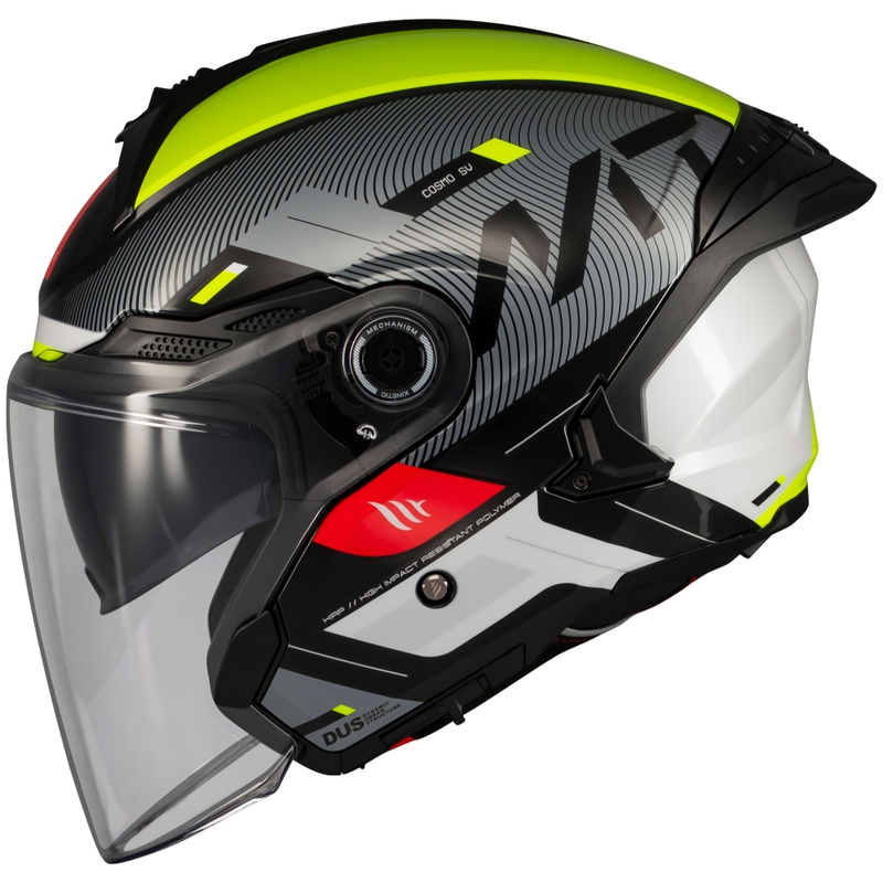 Casco moto aperto MT Cosmo SV Silence nero-giallo fluo