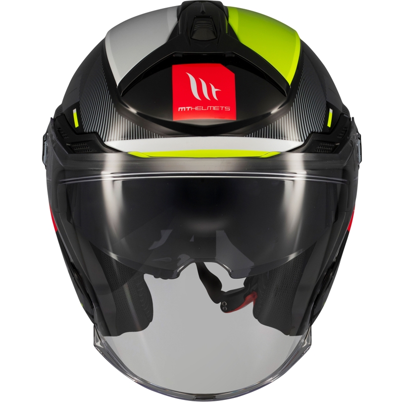 Casco moto aperto MT Cosmo SV Silence nero-giallo fluo