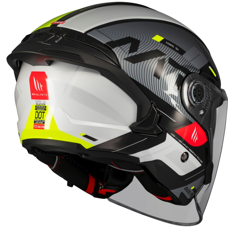 Casco moto aperto MT Cosmo SV Silence nero-giallo fluo