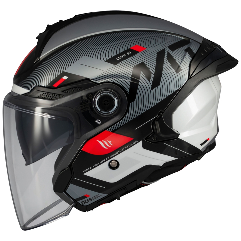Casco moto aperto MT Cosmo SV Silence nero-grigio-bianco