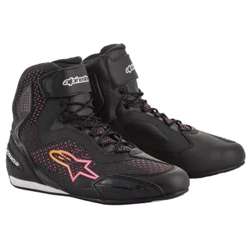 Alpinestars Stella Faster 3 Rideknit Stivali da moto da donna Nero-Giallo-Rosa