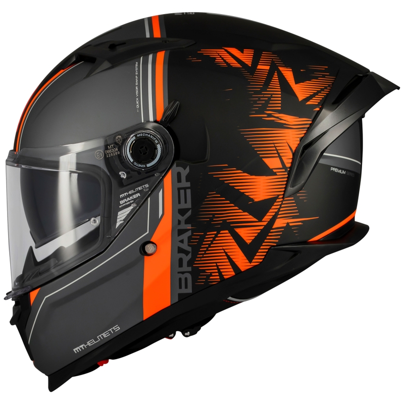 Casco moto integrale MT Braker SV Charm nero-arancio opaco
