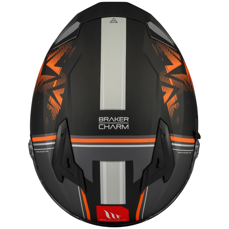 Casco moto integrale MT Braker SV Charm nero-arancio opaco