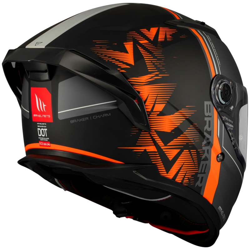 Casco moto integrale MT Braker SV Charm nero-arancio opaco