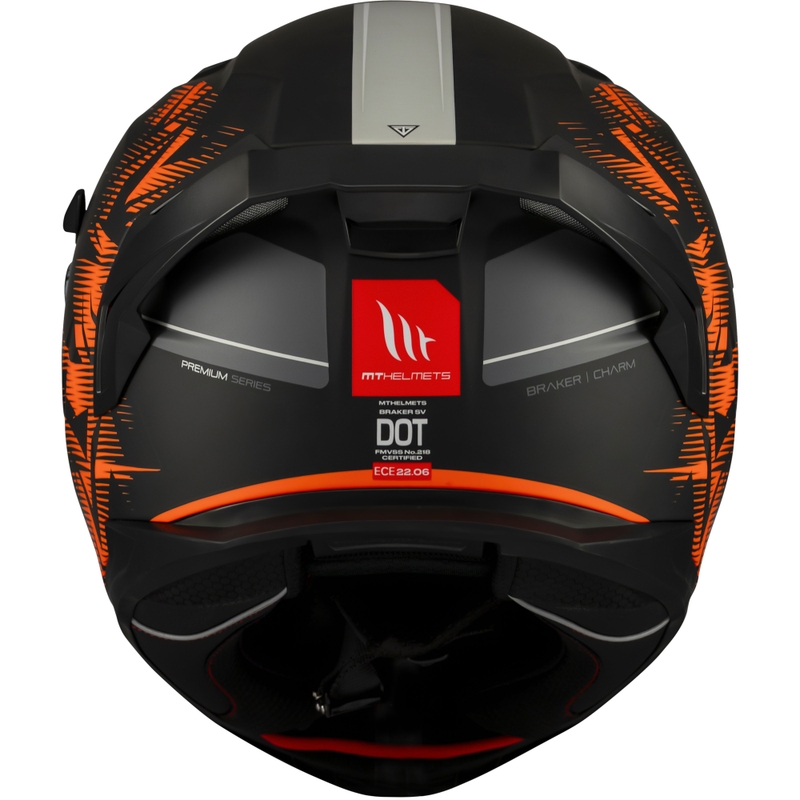 Casco moto integrale MT Braker SV Charm nero-arancio opaco