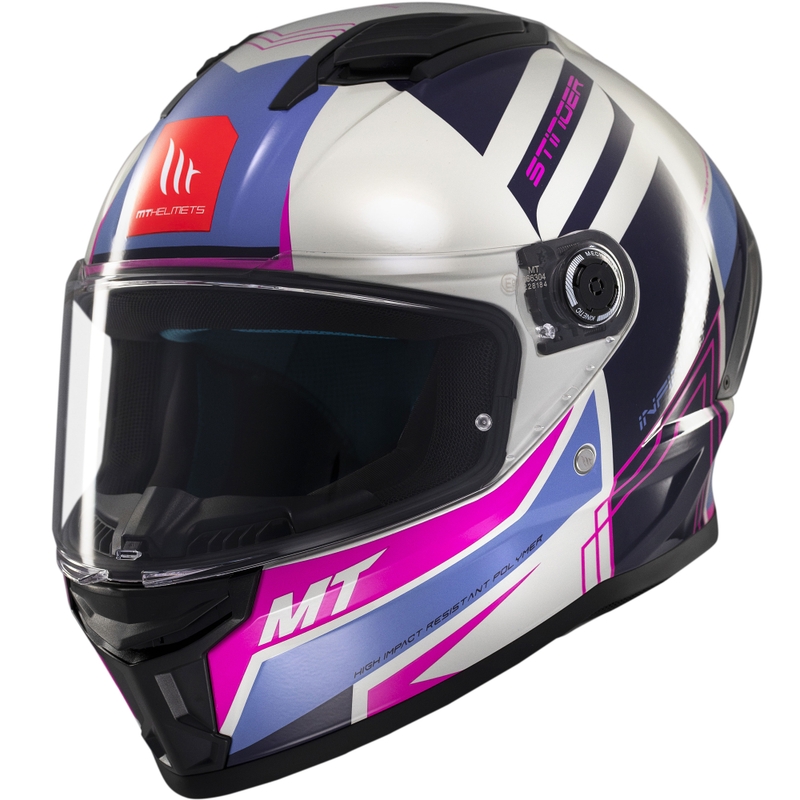Casco moto integrale MT Stinger 2 Tron grigio-viola-rosa