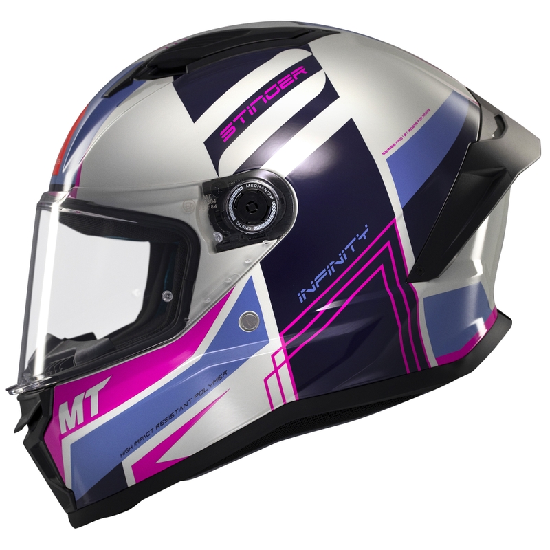 Casco moto integrale MT Stinger 2 Tron grigio-viola-rosa