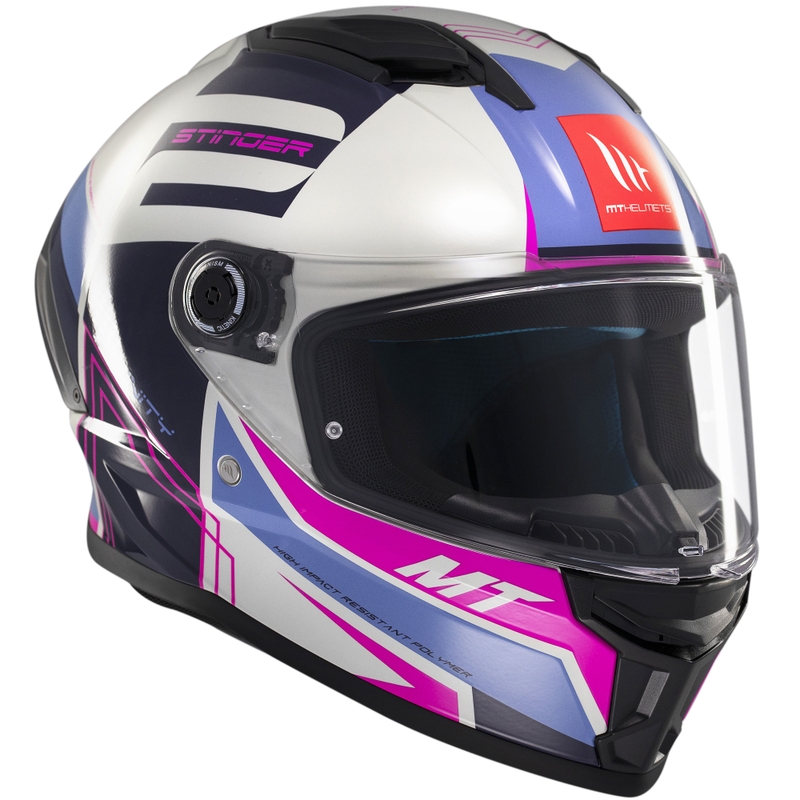 Casco moto integrale MT Stinger 2 Tron grigio-viola-rosa