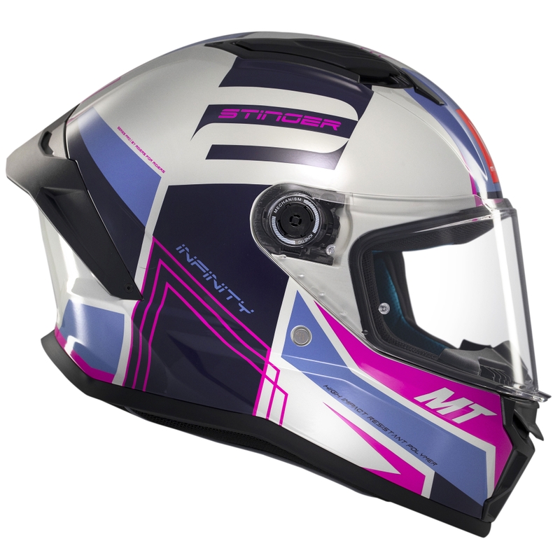 Casco moto integrale MT Stinger 2 Tron grigio-viola-rosa