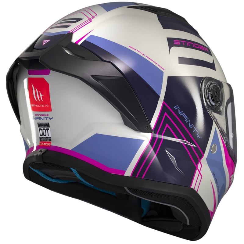 Casco moto integrale MT Stinger 2 Tron grigio-viola-rosa