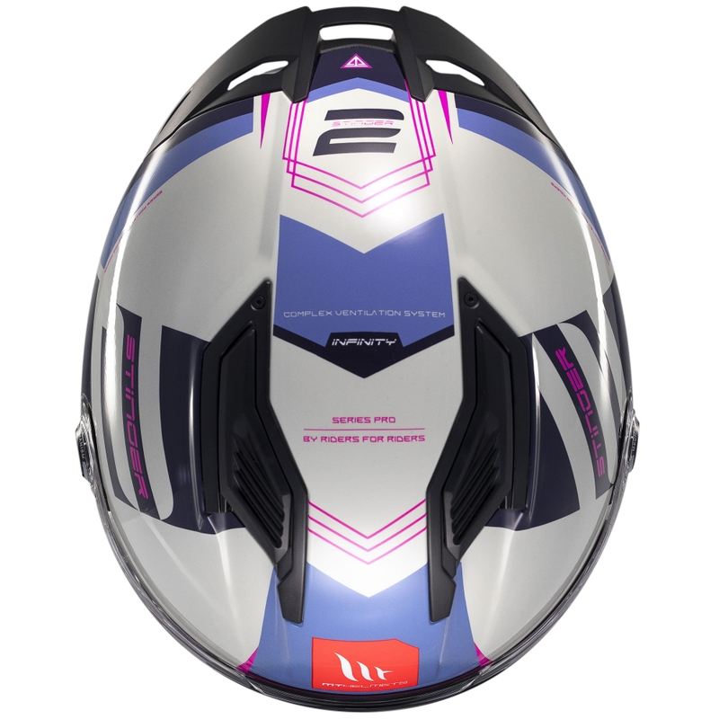 Casco moto integrale MT Stinger 2 Tron grigio-viola-rosa