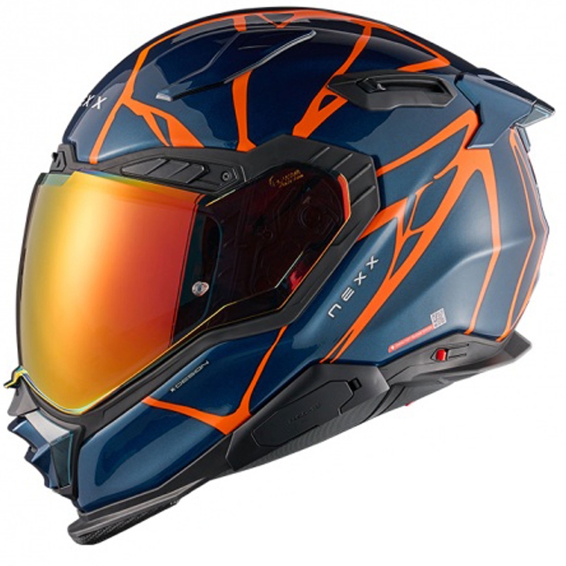 Casco integrale da moto Nexx X.WST3 B-Side blu-arancione