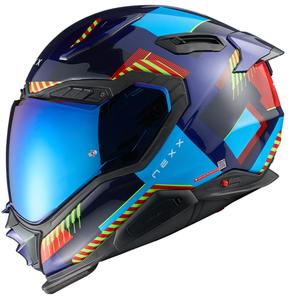 Casco moto integrale Nexx X.WST3 Fluence blu-rosso