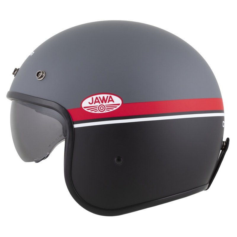 Casco moto jet Cassida Oxygen 2.0 Jawa OHC grigio opaco-rosso-nero-bianco