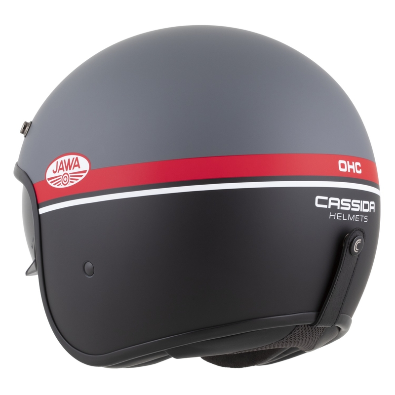 Casco moto jet Cassida Oxygen 2.0 Jawa OHC grigio opaco-rosso-nero-bianco