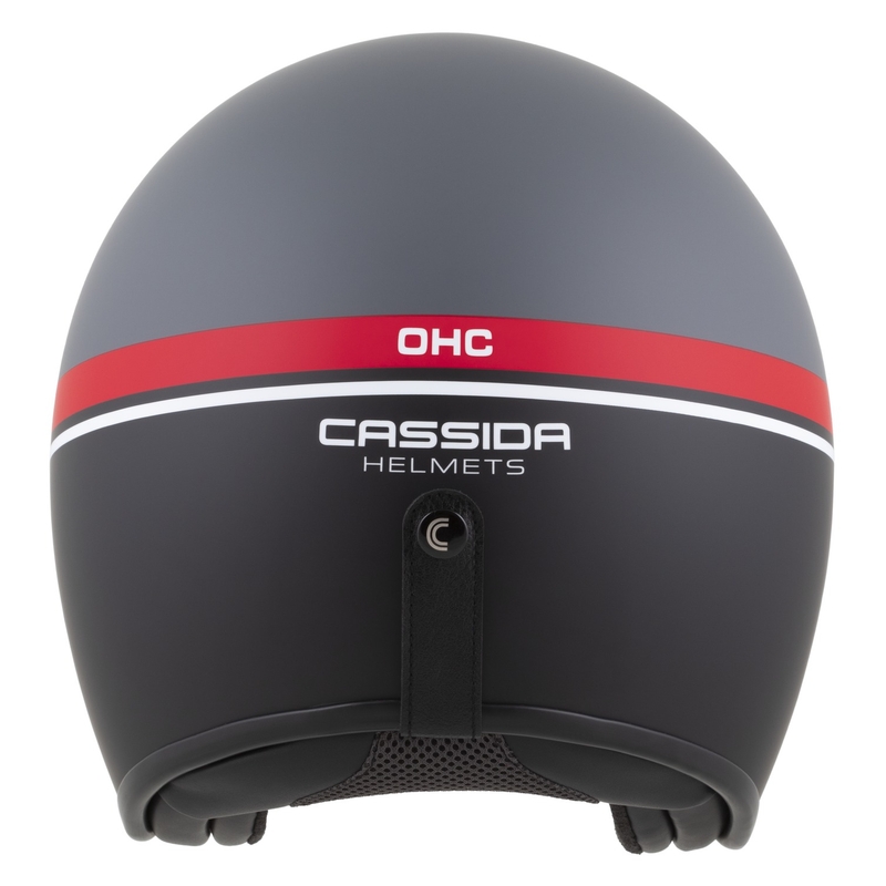 Casco moto jet Cassida Oxygen 2.0 Jawa OHC grigio opaco-rosso-nero-bianco