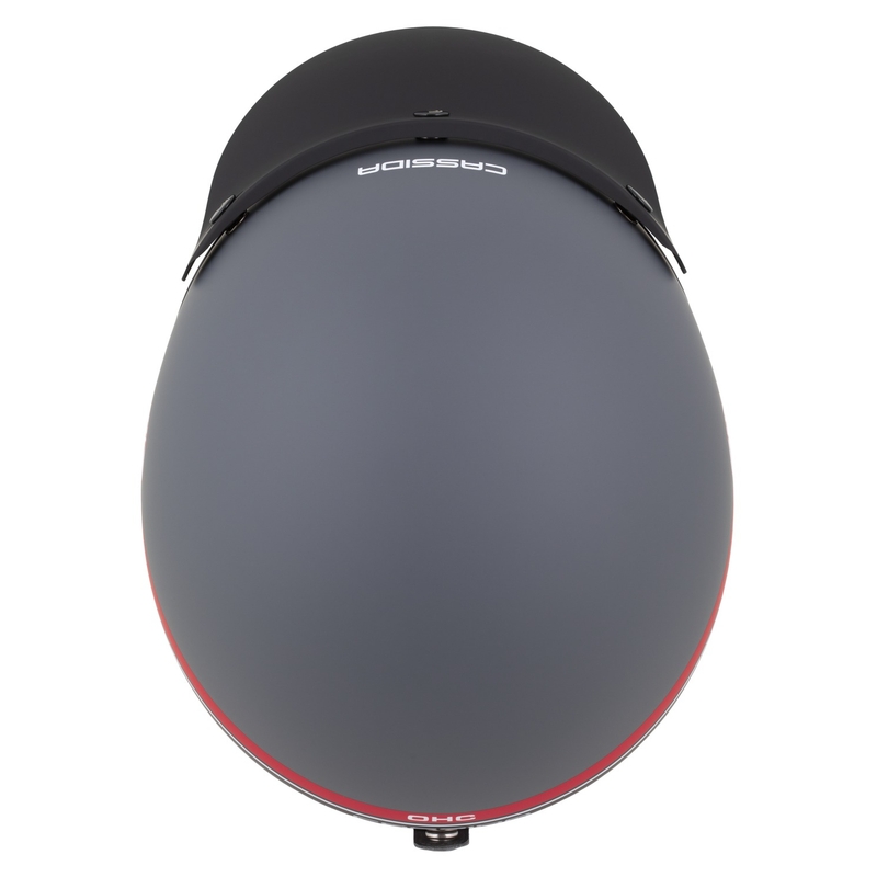 Casco moto jet Cassida Oxygen 2.0 Jawa OHC grigio opaco-rosso-nero-bianco