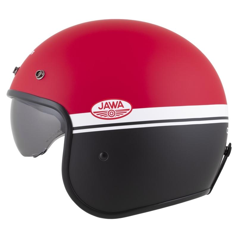 Casco moto jet Cassida Oxygen 2.0 Jawa OHC rosso opaco-nero-bianco
