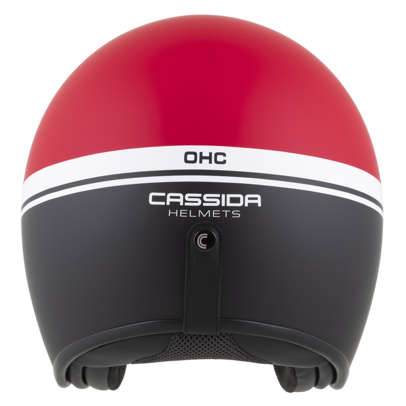 Casco moto jet Cassida Oxygen 2.0 Jawa OHC rosso opaco-nero-bianco
