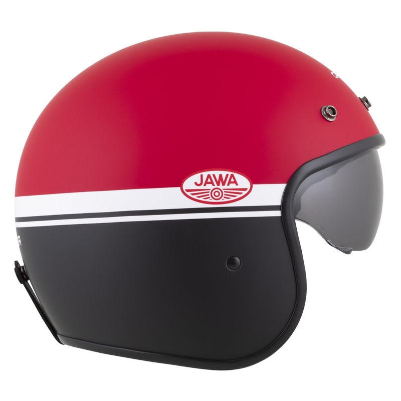 Casco moto jet Cassida Oxygen 2.0 Jawa OHC rosso opaco-nero-bianco