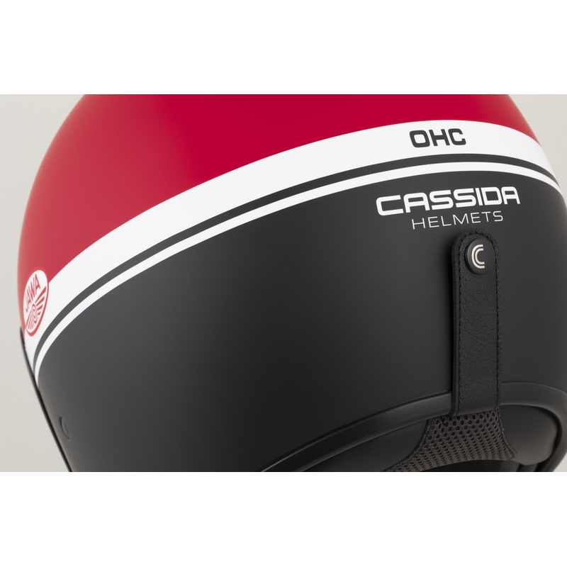 Casco moto jet Cassida Oxygen 2.0 Jawa OHC rosso opaco-nero-bianco