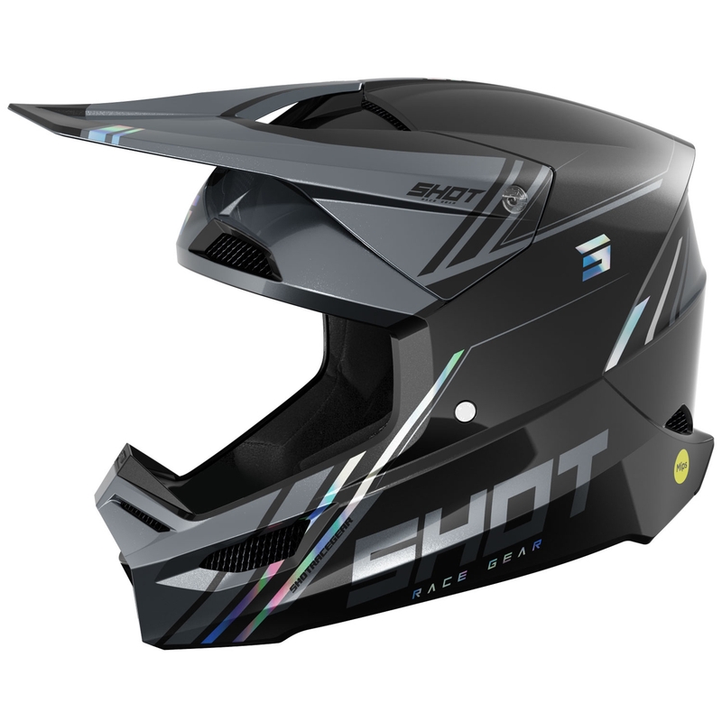 Casco motocross Shot Race Sprint nero-grigio perla