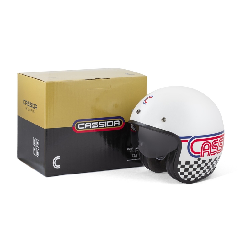 Casco da moto open face Cassida Oxygen 2.0 Rondo bianco perla-rosso-blu-nero