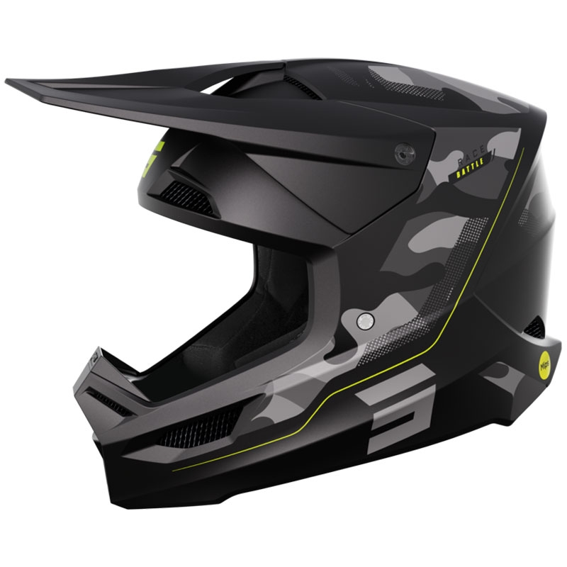 Casco Motocross Shot Race Battle Giallo Fluo Opaco Saldi