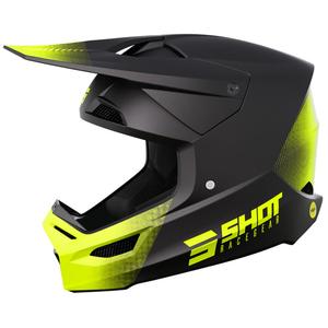 Casco da motocross Shot Race Raw nero-giallo fluo opaco Saldi