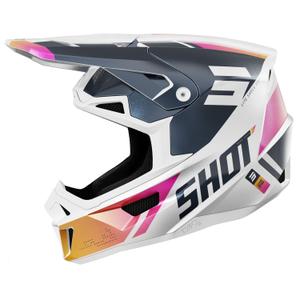 Casco motocross Shot Lite Ultra blu perla-arancio-rosa