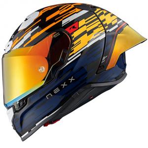 Casco moto integrale Nexx X.R3R Glitch Racer arancio-blu