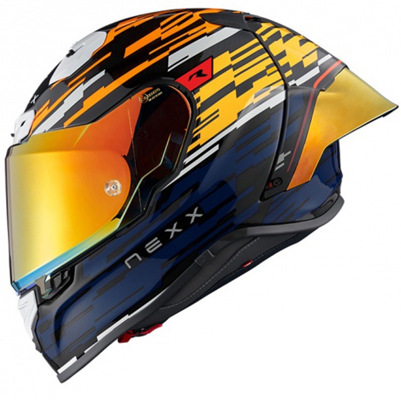 Casco moto integrale Nexx X.R3R Glitch Racer arancio-blu Saldi