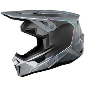 Casco motocross Shot Lite Challenger grigio perla olografico