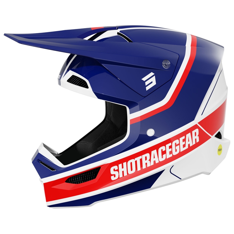 Casco motocross Shot Race Mythic blu-rosso lucido