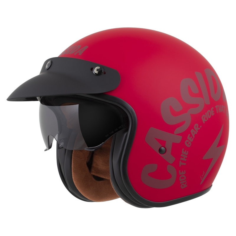 Casco da moto aperto Cassida Oxygen 2.0 Gear rosso opaco-rosso scuro