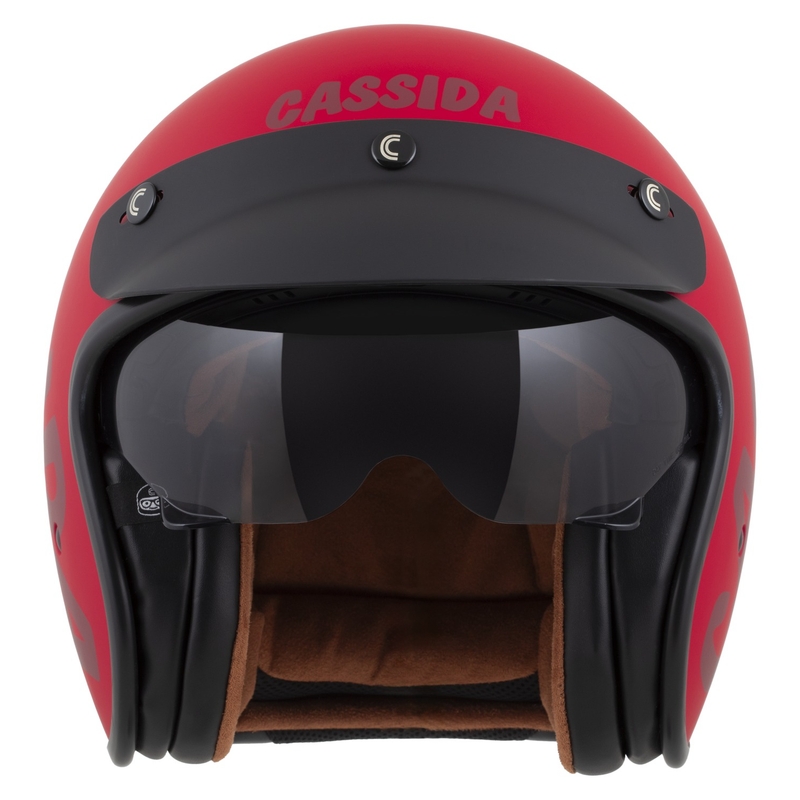 Casco da moto aperto Cassida Oxygen 2.0 Gear rosso opaco-rosso scuro