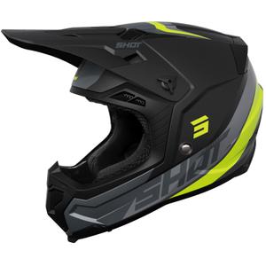 Casco motocross Shot Core Custom nero-giallo fluo