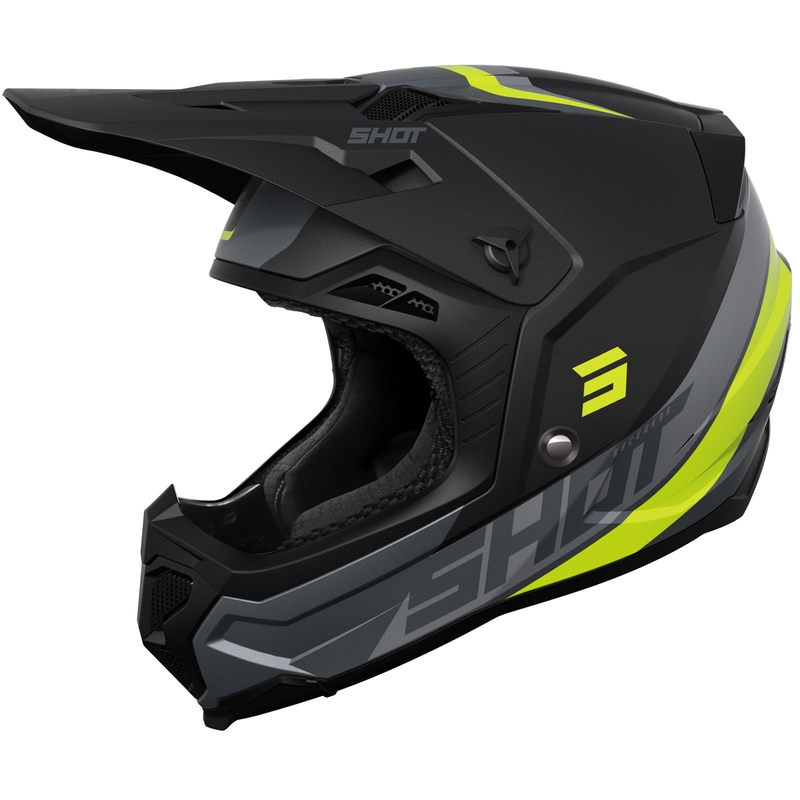 Casco motocross Shot Core Custom nero-giallo fluo