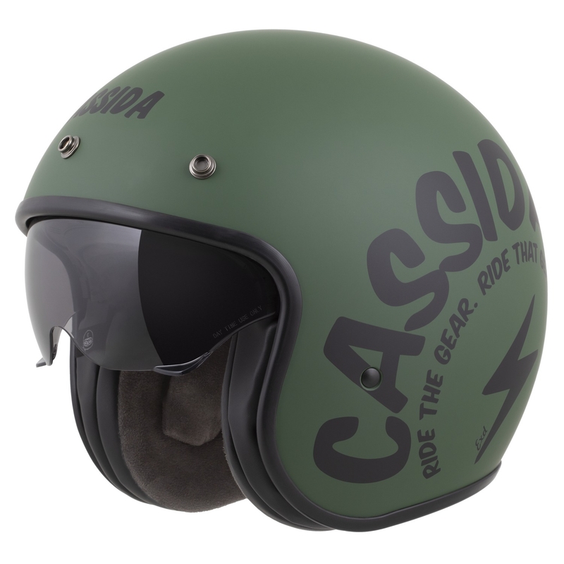Casco da moto aperto Cassida Oxygen 2.0 Gear verde opaco-nero
