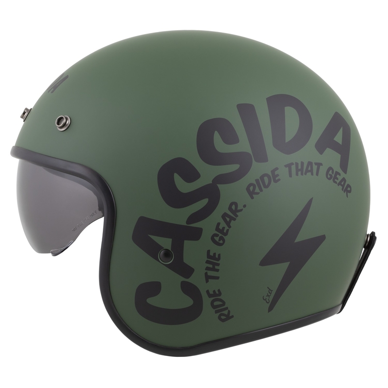 Casco da moto aperto Cassida Oxygen 2.0 Gear verde opaco-nero