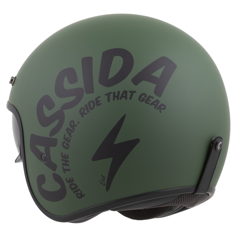 Casco da moto aperto Cassida Oxygen 2.0 Gear verde opaco-nero