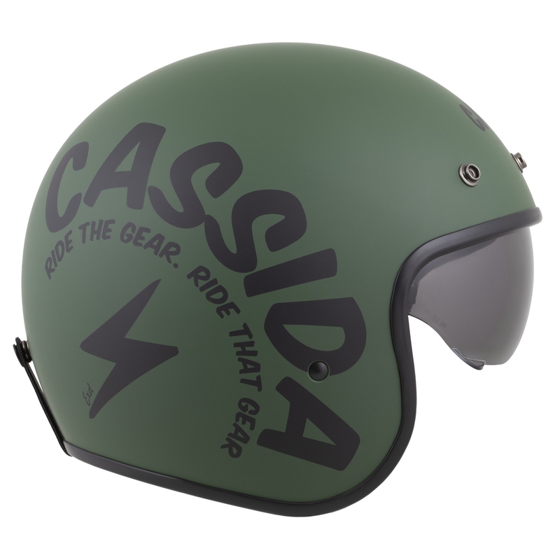 Casco da moto aperto Cassida Oxygen 2.0 Gear verde opaco-nero