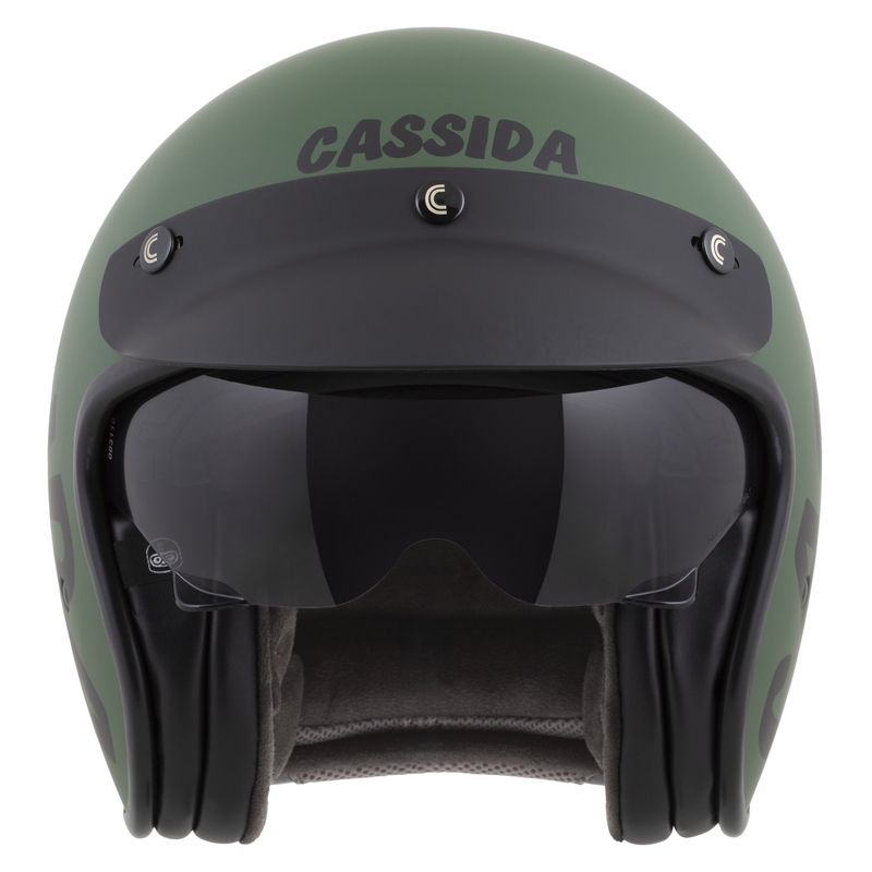 Casco da moto aperto Cassida Oxygen 2.0 Gear verde opaco-nero